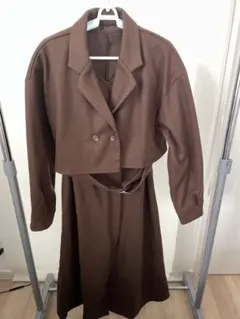 ブラウン ワンピース　クロップジャケットセット　Lサイズ