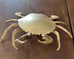 【真鍮製】カニ 灰皿 甲羅開閉式 オブジェ 真鍮 アンティーク 置物 小物入れのサムネイル