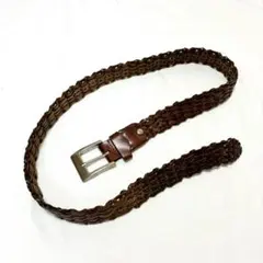 ブラウン編み込み　レザーベルト
