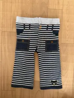 ダブルビー　ストライプ柄クマ刺繍パンツ　90cm