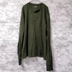 オールドネイビー 長袖Tシャツ ヘンリーネック ワッフル M カーキのサムネイル