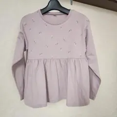 apres les cours ラベンダーカラー 花柄刺繍 長袖カットソー