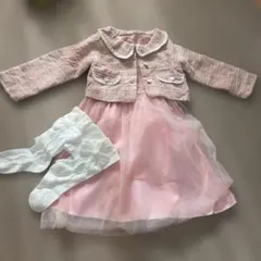 ピンク ワンピース&ジャケット130cm (タイツ付き)