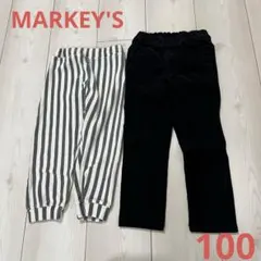 MARKEY'S パンツ　ストライプ　ブラック　コーデュロイ　100 2枚セット