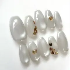 【サイズオーダー】No.261 ネイルチップ　春ネイル　マグネット　ハート