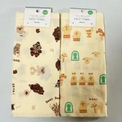 はにわ 土偶 ガーゼ＆パイル フェイスタオル 2枚 綿100% 約28×70cm