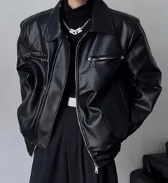 【値下げ可】レザージャケット オーバーブラック ジャケット