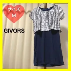 GIVORS ネイビー ワンピース　Mサイズ　ひざ丈
