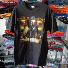 ④クリス・ヤング黒S海外有名人ミュージシャンライブtシャツUSA直輸入メンズ古着