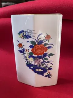 ◉セール！新品　有田焼　木仙窯　花器　ひし形　レア　柿右衛門風　金彩　鳳凰　花鳥