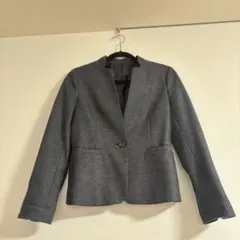 グレー ノーカラージャケットとスカート セット