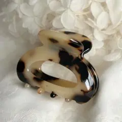 べっこう風シンプル大人可愛いミニバンスクリップヘアクリップ ／ベージュ