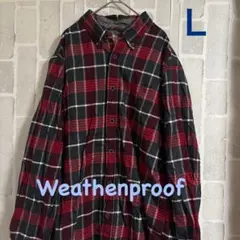 古着 ウェザープルーフ チェックシャツ Lサイズ レッド系