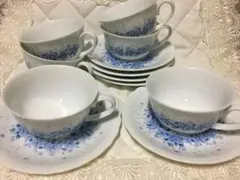 HOYA 青い花柄ティーカップ6個セット