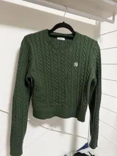 INGNI ダークグリーン ケーブルニットセーター