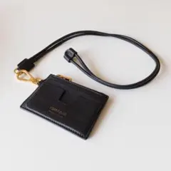 TOM FORD ブラック レザー カードホルダー付きコインケース