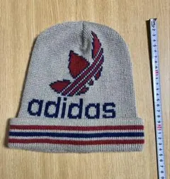 90s adidas ニット帽　トレフォイルロゴ　スリーライン　ウール混