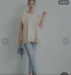coca フロッキードット パフスリーブ ブラウスのサムネイル