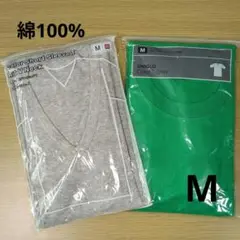 まとめ売り リブVネック ＆ クルーネック Tシャツ M 半袖 コットン 未使用