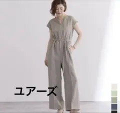 【ur's】リネンライク ヘンリーネック オールインワン Lのサムネイル