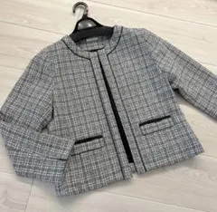 GLACIER ツイード ノーカラージャケット LLサイズ