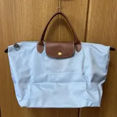 ロンシャン　ルプリアージュ　ライトブルー ナイロン ハンドバッグ