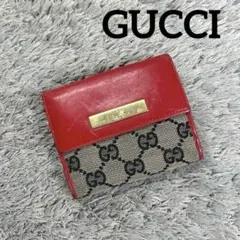 GUCCI GGキャンバス × レザー コンパクトウォレット 二つ折り財布