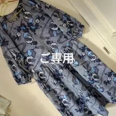 専用出品浴衣リップル生地ラグラン袖ローウェストロングワンピース