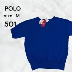 POLO 半袖　Mサイズ ブルー 新品未使用　丸首　青　値札付き　シンプルのサムネイル