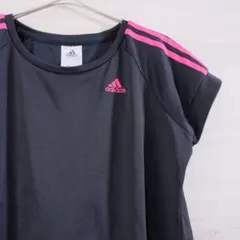 【アディダス】美品　レディース　Tシャツ　刺繍ロゴ　ランニング　クライマライト