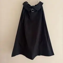 Discoatブラック ロングフレアスカート ウエスト襟