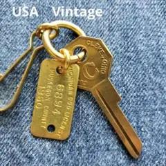 K611 USA ミシガン州 ドッグライセンスタグ＆オールドキー　キーホルダー