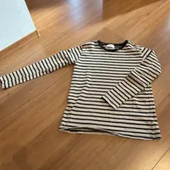 OPAQUE.CLIP ベージュ・黒ストライプ 長袖Tシャツ S