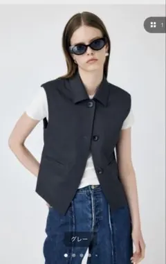 MOUSSY SINGLE COLLAR ベスト　グレー Fサイズのサムネイル