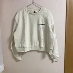 H&M ロゴ刺繍ショートスウェット アイボリー L