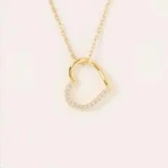 ハート型ネックレス イエローゴールドカラー　高級キュービックジルコニア