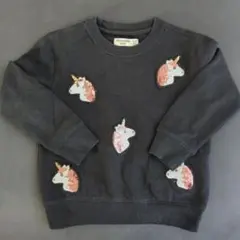 Abercrombie Kids ユニコーン長袖トレーナー　黒　スパンコール