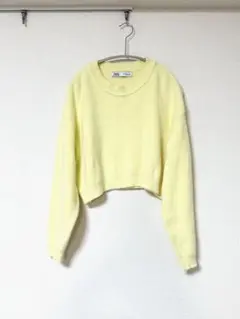 ZARA クロップドソフトニット　パステルイエロー