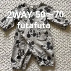 キッズ ベビー ロンパース ミッキー グレー 50-70futafuta