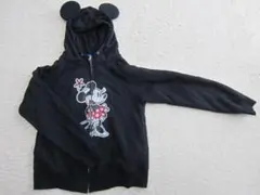 TDR　ディズニー　ミニー　内側もこもこフリースパーカー　黒　S　ok2512A