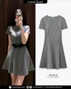 【新品タグ付】ZARA半袖ミニワンピース ライトグレー