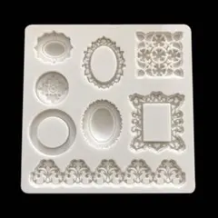 NO 229シリコンモールド　枠　縁側　レジン実物は灰色