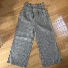 ⭐︎未使用⭐︎美品⭐︎チェック柄 ハイウエスト ワイドパンツ 150cm