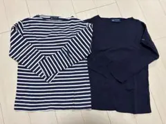 SAINT JAMES ネイビー/ストライプ Tシャツ 2枚セット