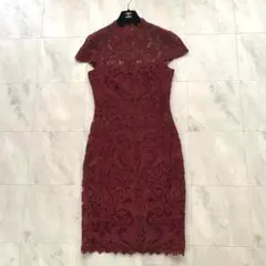 美品 タダシショージ 総レース ワンピース 赤 レッド リボン サイズ0 TADASHI SHOJI タダシショージ 総レース ワンピース ドレス 赤 0