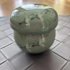 海晴窯 鄭正黙 高麗青磁 雲鶴文 蓋付き 茶こし付き 茶器 湯呑 1客