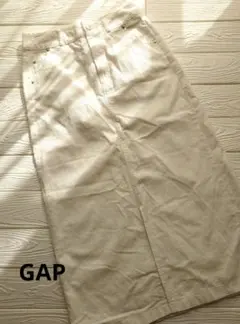 GAP ホワイト コーデュロイ ロングスカート