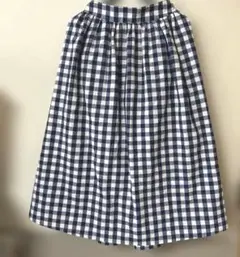 CHARMBERRYTIC ロングスカート ギャザー ギンガムチェック 白 青