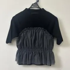 PROPORTION BODY DRESSING 胸元フリルトップス ５部袖のサムネイル