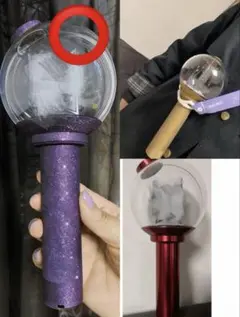 BTS アミボム ラメグリッターペンライトステッカー パープル ジョングクのサムネイル